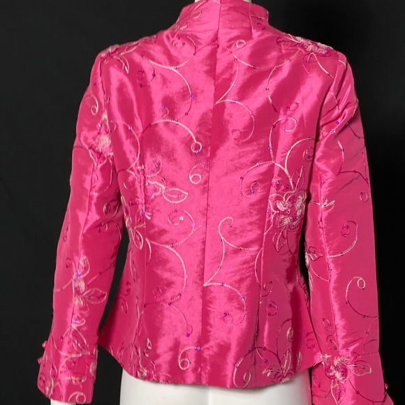 Pink silky Mandarin embellished jacket - Picture 2 of 6